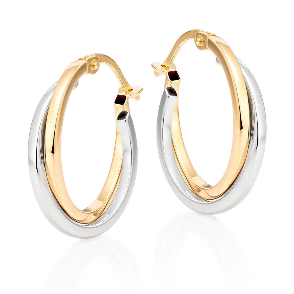 9ct Gold and White Gold Hoop Earrings